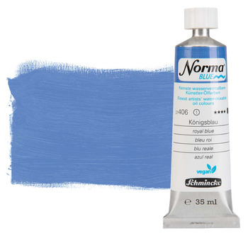 Norma Blue Water-Mixable Oil Color - Royal Blue, 35ml Tube