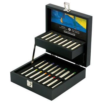 Sennelier Oil Painting Sticks - Half Sticks Set Of 24 in Black Wood Box