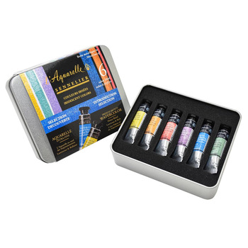 Sennelier L'Aquarelle French Artists' Watercolor Iridescent Colors Introductory Set of 6, 10 ml Tubes