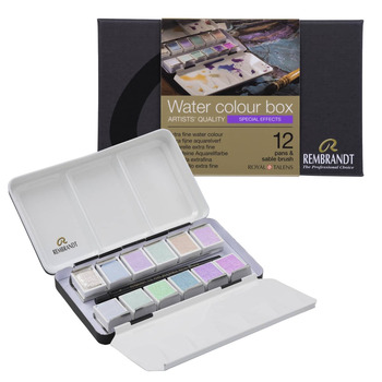 Rembrandt Watercolor Special Effects, Half-Pan Tin Set of 12 + Brush