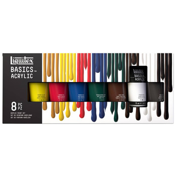 Liquitex BASICS Set of 8 Acrylics, Assorted Colors, 75ml Tubes