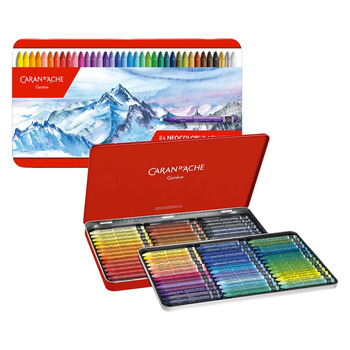 Caran d'Ache Neocolor II Aquarelle Water-Soluble Wax Pastel Tin Set of 84, Assorted Colors