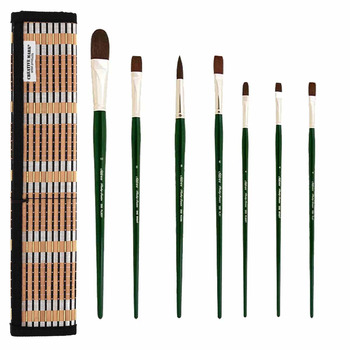 Silver Brush Ruby Satin&reg; Master Brush Set of 7 w/ Bamboo Holder