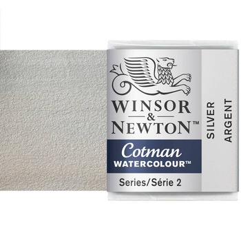 Winsor Newton Cotman Watercolor - Silver, Half Pan
