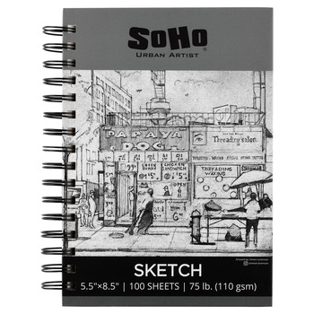 SoHo 110 GSM Sketch Paper Pad Spiral, 5.5"x8.5" 100-Sheets