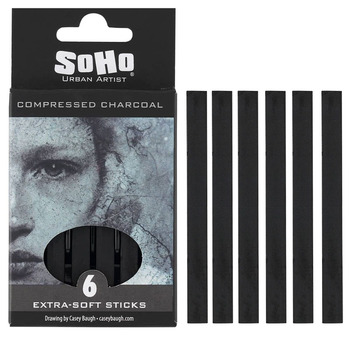 Soho Artist Compressed Charcoal, Extra-Soft Sticks, Pack of 6