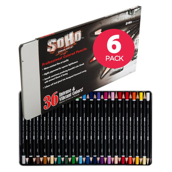 SoHo Urban Artist Professional Colored Pencil Set of 36 - Assorted Colors (Pack of 6)