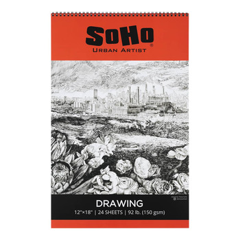 Soho Soft Cover Drawing Pad 12"x18", 92 lb. (24 Sheets)