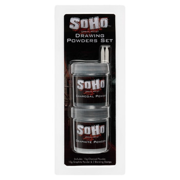 SoHo Urban Artist Drawing Powder 40ml Set of 2 (Graphite & Charcoal) with 2 Blending Stomps