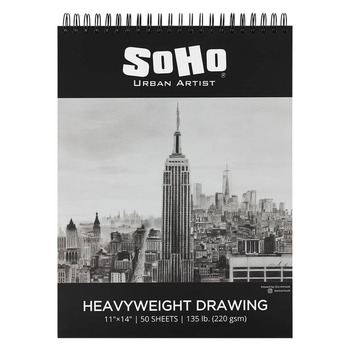 Soho Hard Cover Heavy Drawing Pad 11"x14", 135 lb. (50 Sheets)
