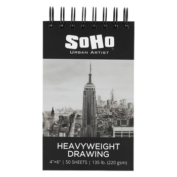 Soho Hard Cover Heavy Drawing Pad 4"x6", 135 lb. (50 Sheets)