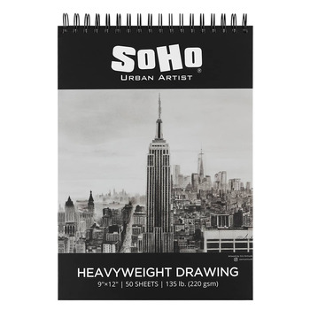 Soho Hard Cover Heavy Drawing Pad 9"x12", 135 lb. (50 Sheets)