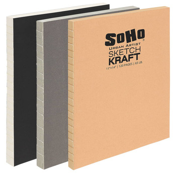 SoHo Open Bound Sketchbook 11x14in, Combo Pack of 3 Colors