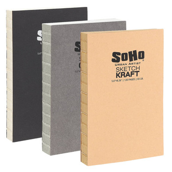 SoHo Open Bound Sketchbook 5.6x8.26in Combo Pack of 3 Colors