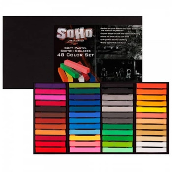 SoHo Artist Soft Pastel Sketch Squares Set,48 Assorted Colors