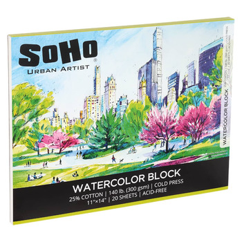 SoHo Watercolor Block 11"x14", 140 lb. (20 Sheets)