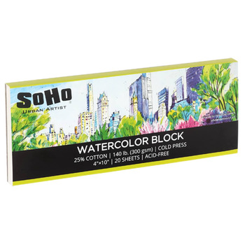 SoHo Watercolor Block 4"x10", 140 lb. (20 Sheets)