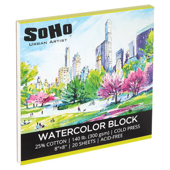 SoHo Watercolor Block 8"x8", 140 lb. (20 Sheets)