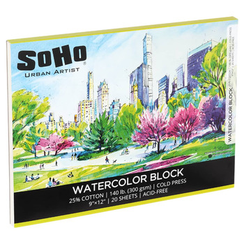 SoHo Watercolor Block 9"x12", 140 lb. (20 Sheets)