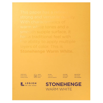 Stonehenge Warm White Drawing & Printmaking Paper Pad (250 gsm) Vellum Finish, 15 Sheets11X14