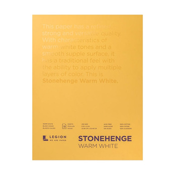 Stonehenge Warm White Drawing & Printmaking Paper Pad (250 gsm) Vellum Finish, 15 Sheets 9X12