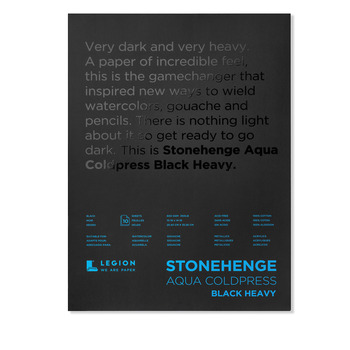 Stonehenge Black Aqua Watercolor Paper 300lb Cold Press Block - 5"x7" (10 Sheets)