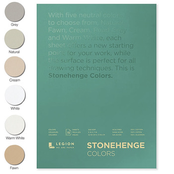 Stonehenge 11x14in Colors Drawing & Printmaking Paper Pad Assorted Colors (250 gsm) Vellum Finish, 15 Sheets