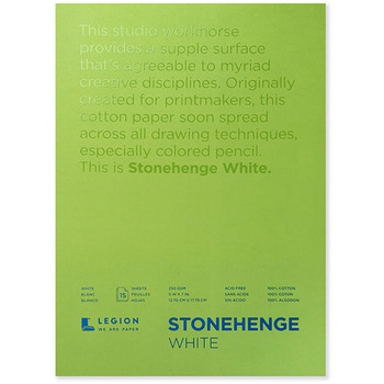 Stonehenge Fine Drawing & Printmaking Paper Pads By Legion 90 lb Vellum Finish 5" x 7" (15 Sheets)