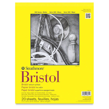 Strathmore 300 Series Bristol Pad Tape Bound 9" x 12" 100 lb (20 Sheets Smooth)