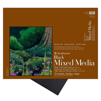 Strathmore 400 Series 18"x24" Black Mixed Media Pad, 184lb (15-Sheets)