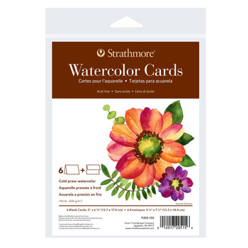 Strathmore Blank Watercolor Greeting Cards 5"x6.875" (6 Pack Cards & Envelopes)
