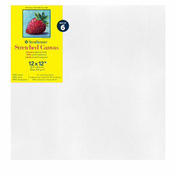 Strathmore 300 Series All Media Artist Stretched Cotton Canvas 12"x12", 3/4" Deep (Box of 6)