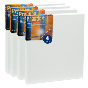 Practica Stretched Cotton Canvas 12"x12" (Value Pack of 4)