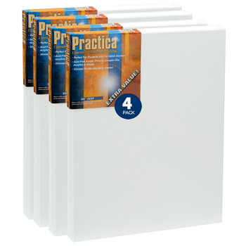 Practica Stretched Cotton Canvas 11"x14" - Value 4-Pack