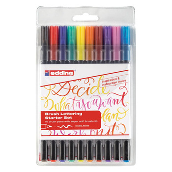 Edding 1340 Brush Pen Tin Set of 10, Assorted Colors