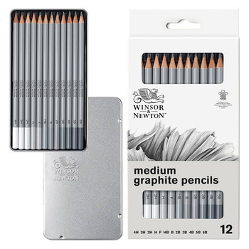 Winsor & Newton Studio Graphite Pencil Set, Tin Set of 12 (Medium)