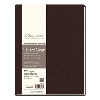 Strathmore Hardbound Art Journal 400 Series Toned Sketch Paper (80 lb.) 8.5x11" - 128 Pages - Gray