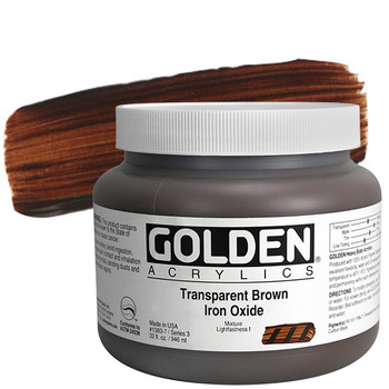 GOLDEN Heavy Body Acrylics - Transparent Brown Iron Oxide, 32oz Jar