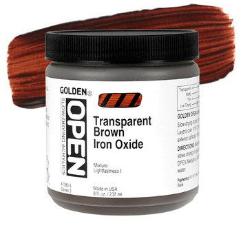 GOLDEN Open Acrylic Paints Transparent Brown Iron Oxide 8 oz