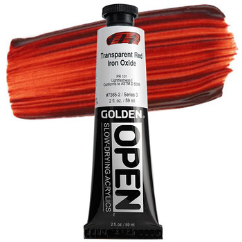 GOLDEN Open Acrylic Paints Transparent Red Iron Oxide 2 oz