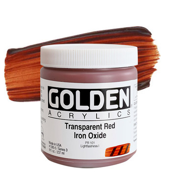 GOLDEN Heavy Body Acrylics - Transparent Red Iron Oxide, 8oz Jar