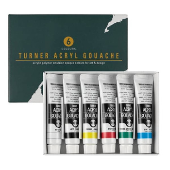 Turner Colour Acryl Gouache, Basic Set of 6 Colors, 11ml Tubes