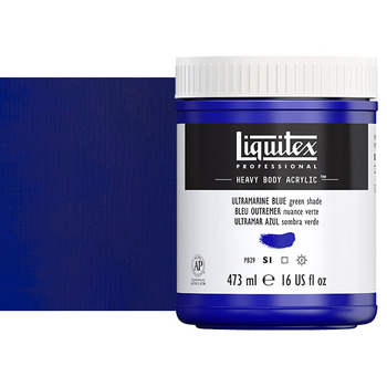 Liquitex Heavy Body Acrylic - Ultramarine Blue (Green Shade), 16oz Jar