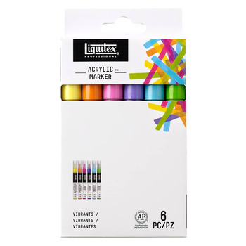 Liquitex Professional Paint Markers Fine Set of 6 - Vibrant Colors, 2mm