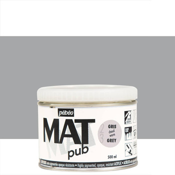 Pebeo Acrylic Mat Pub - Warm Grey, 500ml