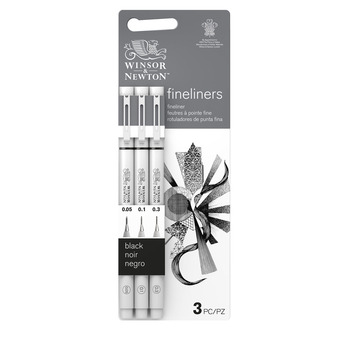 Winsor Newton Fineliner Pen Small Nibs Pack of 3, Black